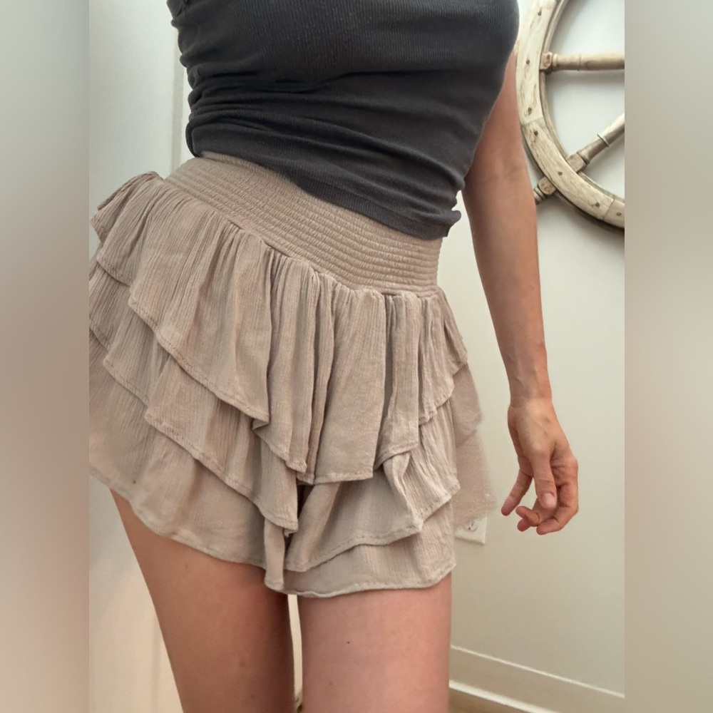 Playful sexy Cream Tiered Skort perfect for summer